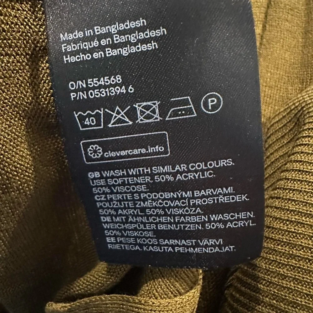 H&M Olive Green Fine Knit Crewneck Tunic High-Low Sweater Small
